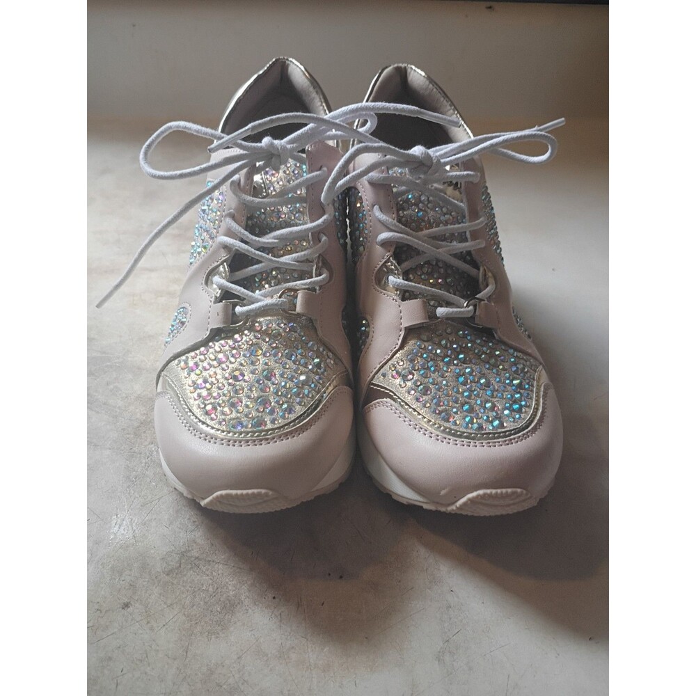 Michael Kors Neo Krystal Pink Gold Rhinestone Wedge Sneakers Youth Sz 3